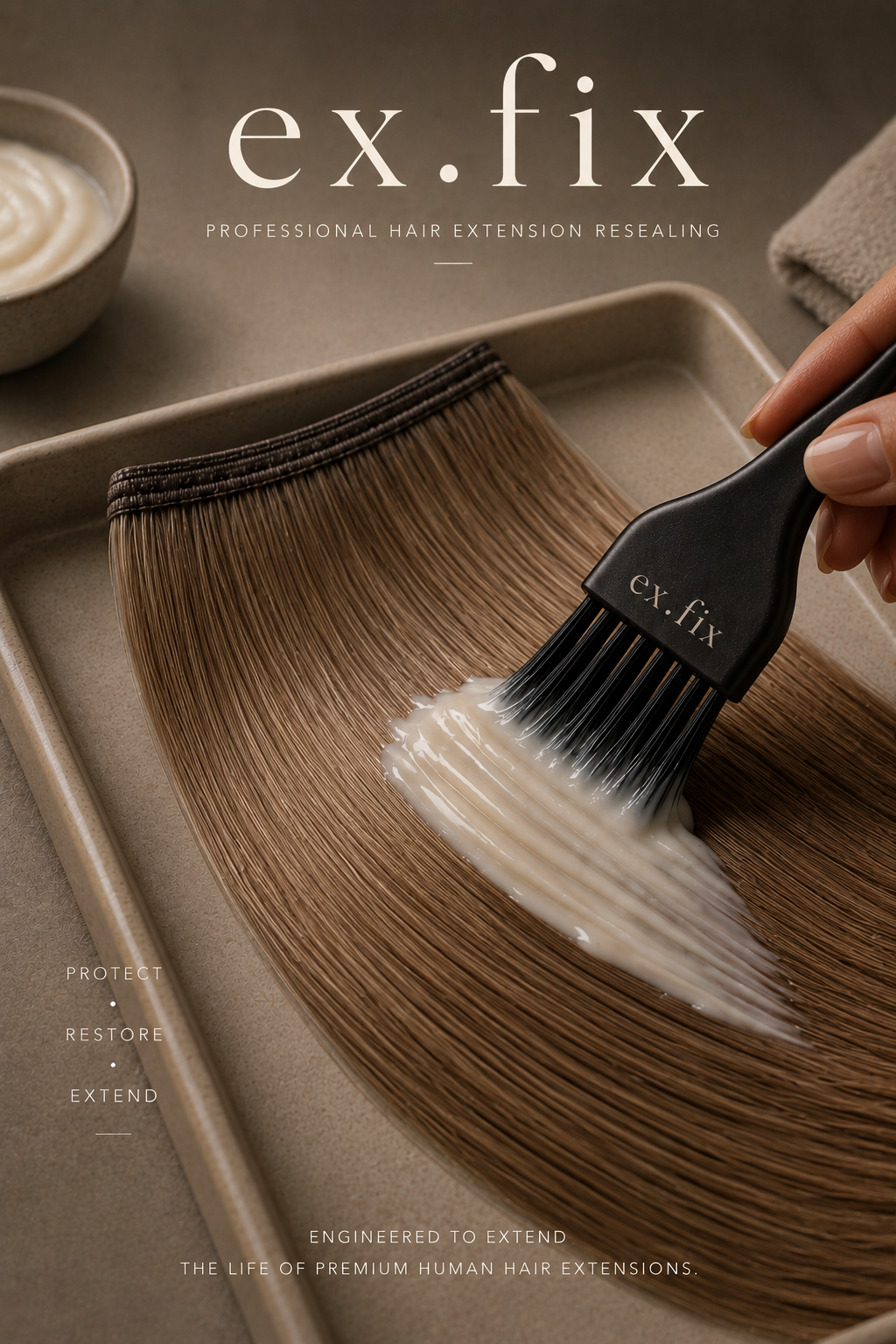 EX.FIX treatment being applied with the branded application brush